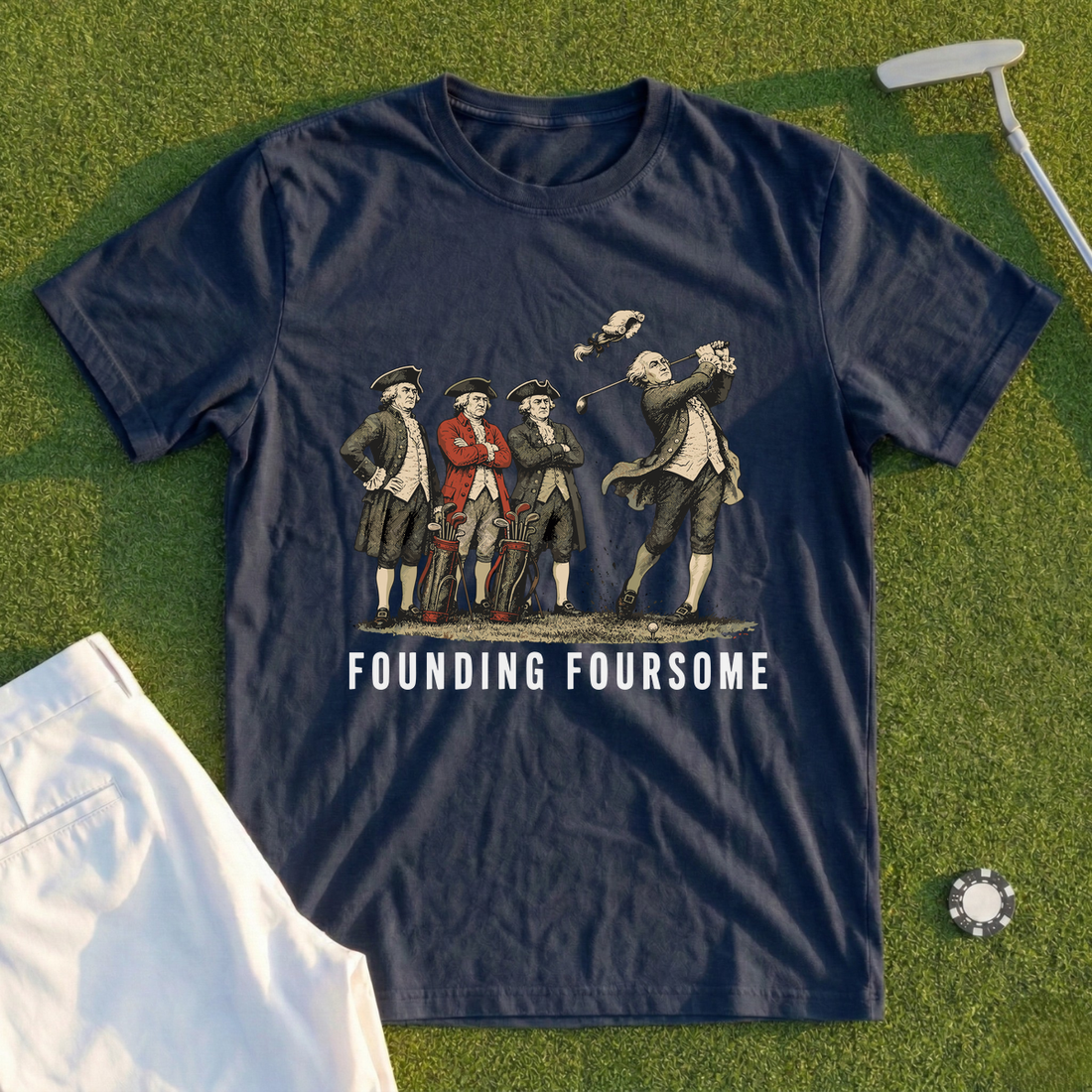 Founding Foursome funny golf graphic tee from Shanked Right