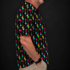 Neon Drip Performance Print Polo worn, side view