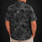 Black Smoke Performance Print Polo worn, back view