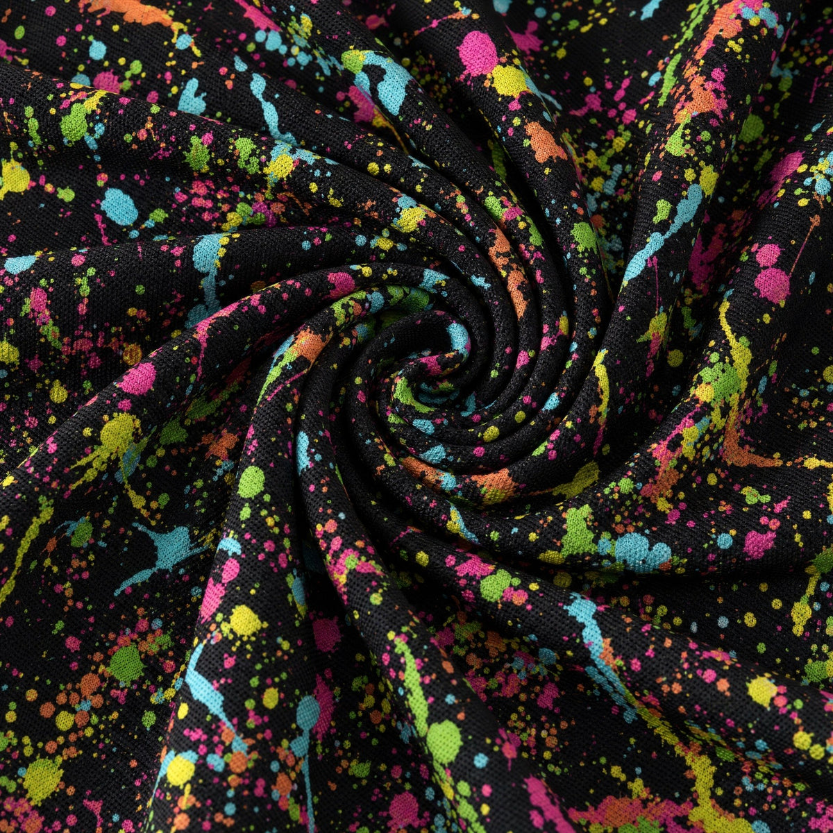Electric Splatter Performance Print Polo, fabric and print close-up