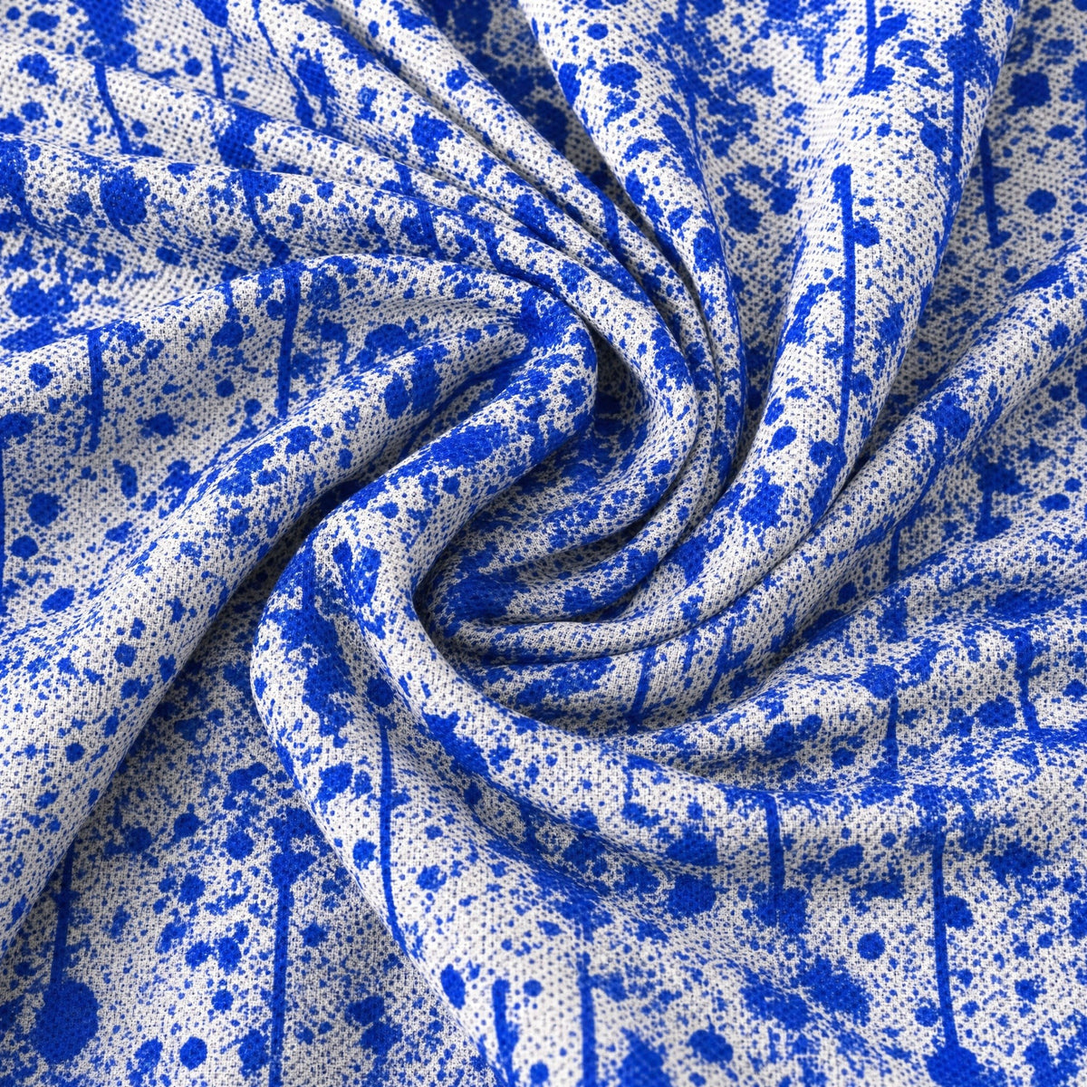Blue Splatter Performance Print Polo, fabric and print close-up