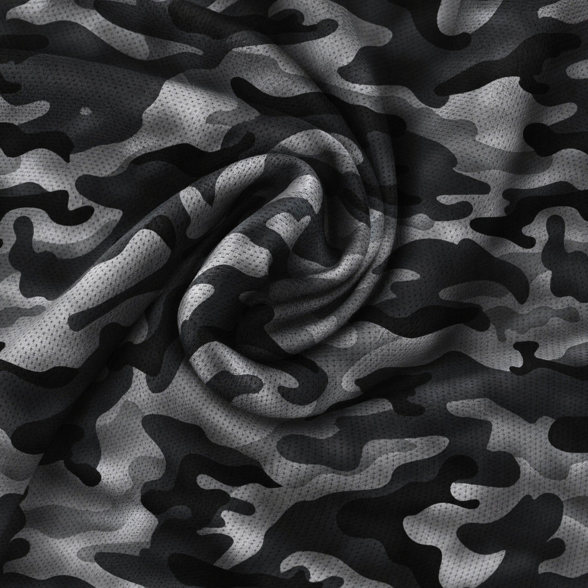 Grey Camo Performance Print Polo, fabric and print close-up
