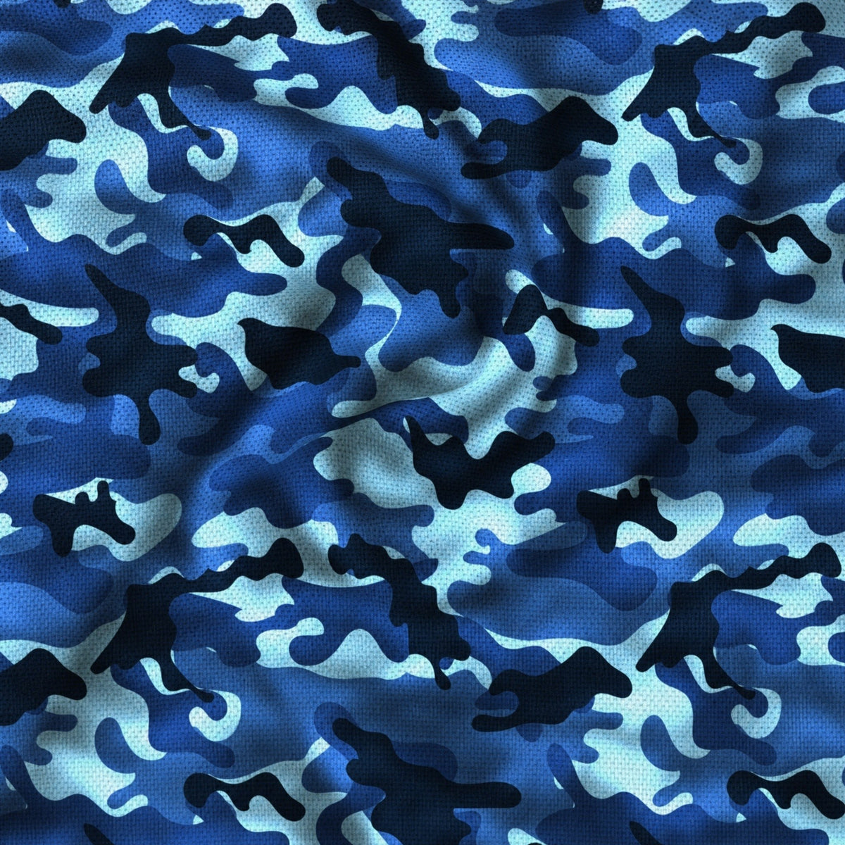 Blue Camo Performance Print Polo, fabric and print close-up