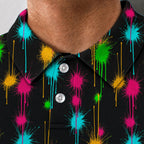 Neon Drip Performance Print Polo, collar and placket close-up