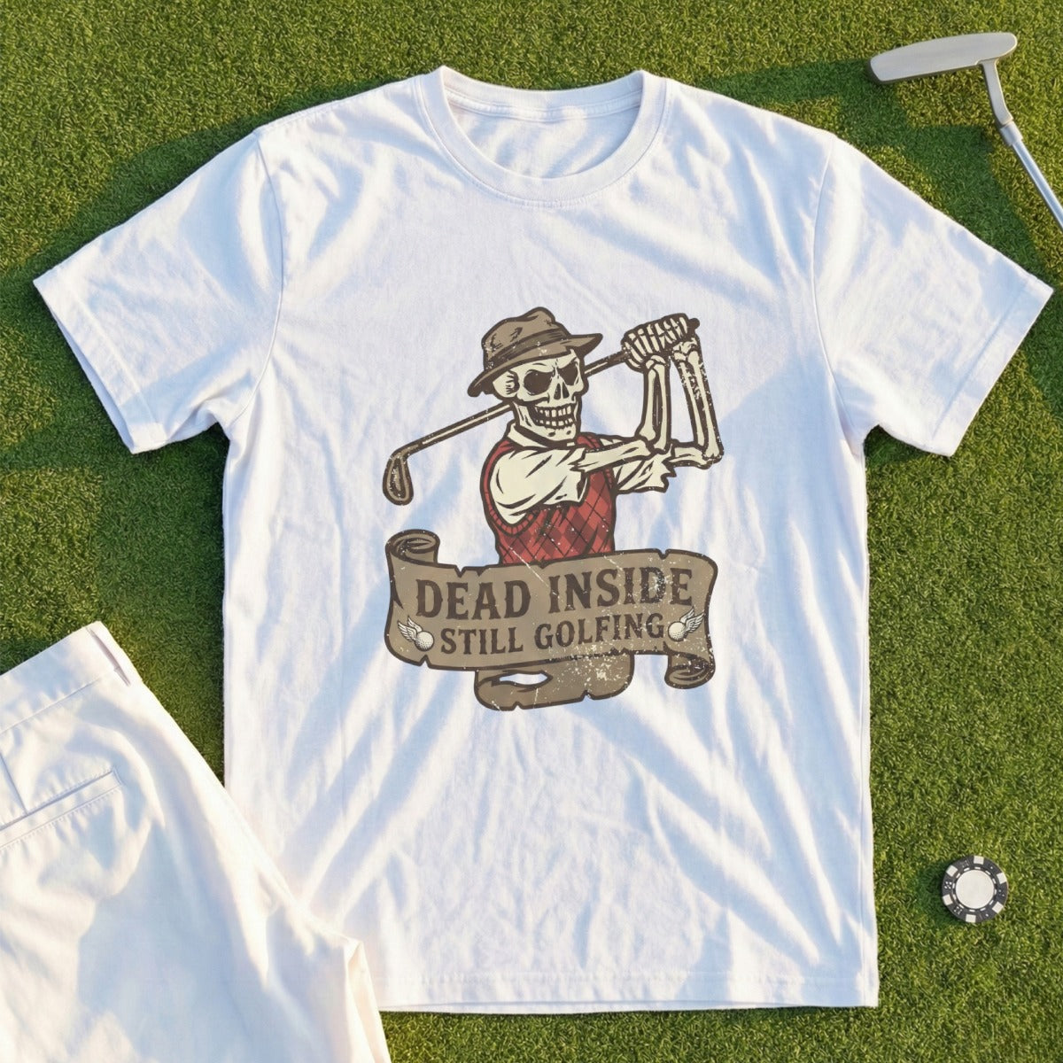 Dead Inside Still Golfing Skeleton Golfing T-Shirt