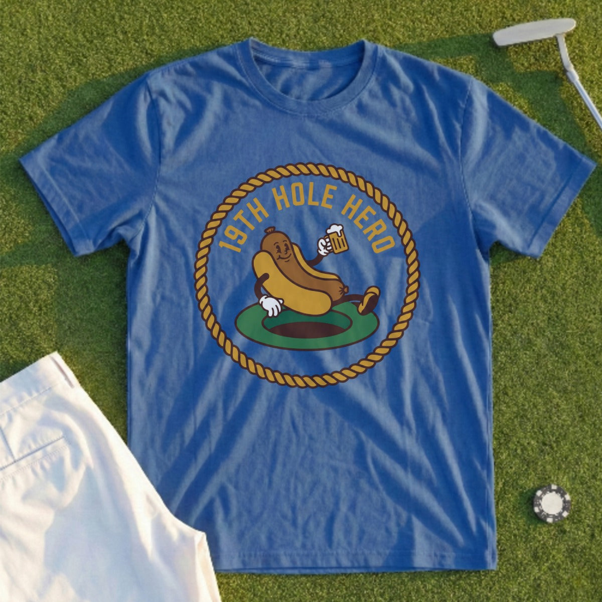 19th Hole Hero Funny Hot Dog Golfing T-Shirt