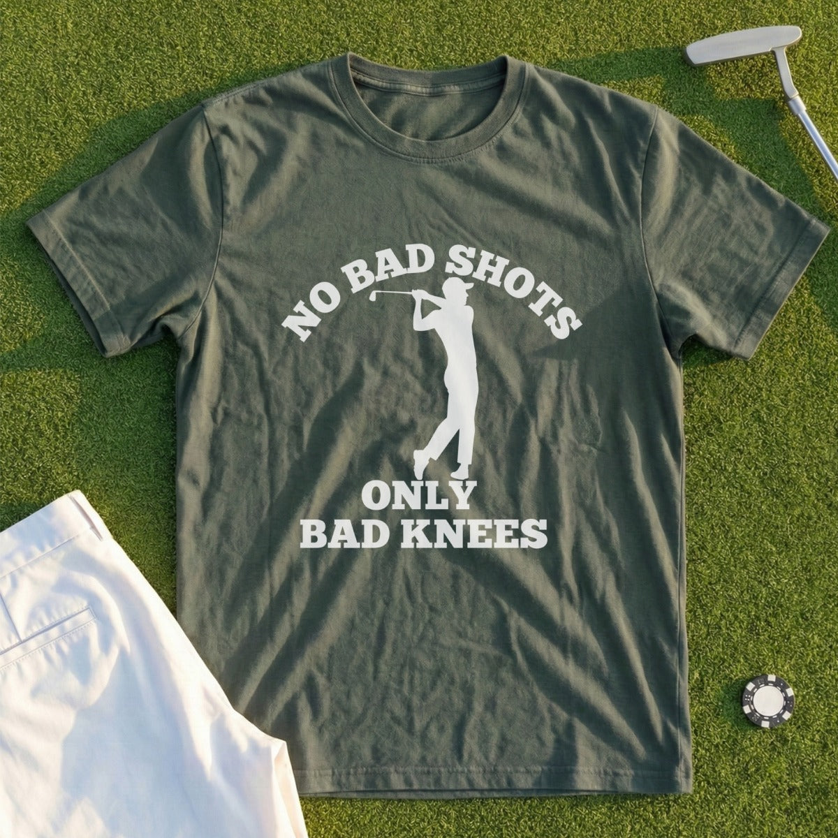 No Bad Shots Only Bad Knees Golf T-Shirt
