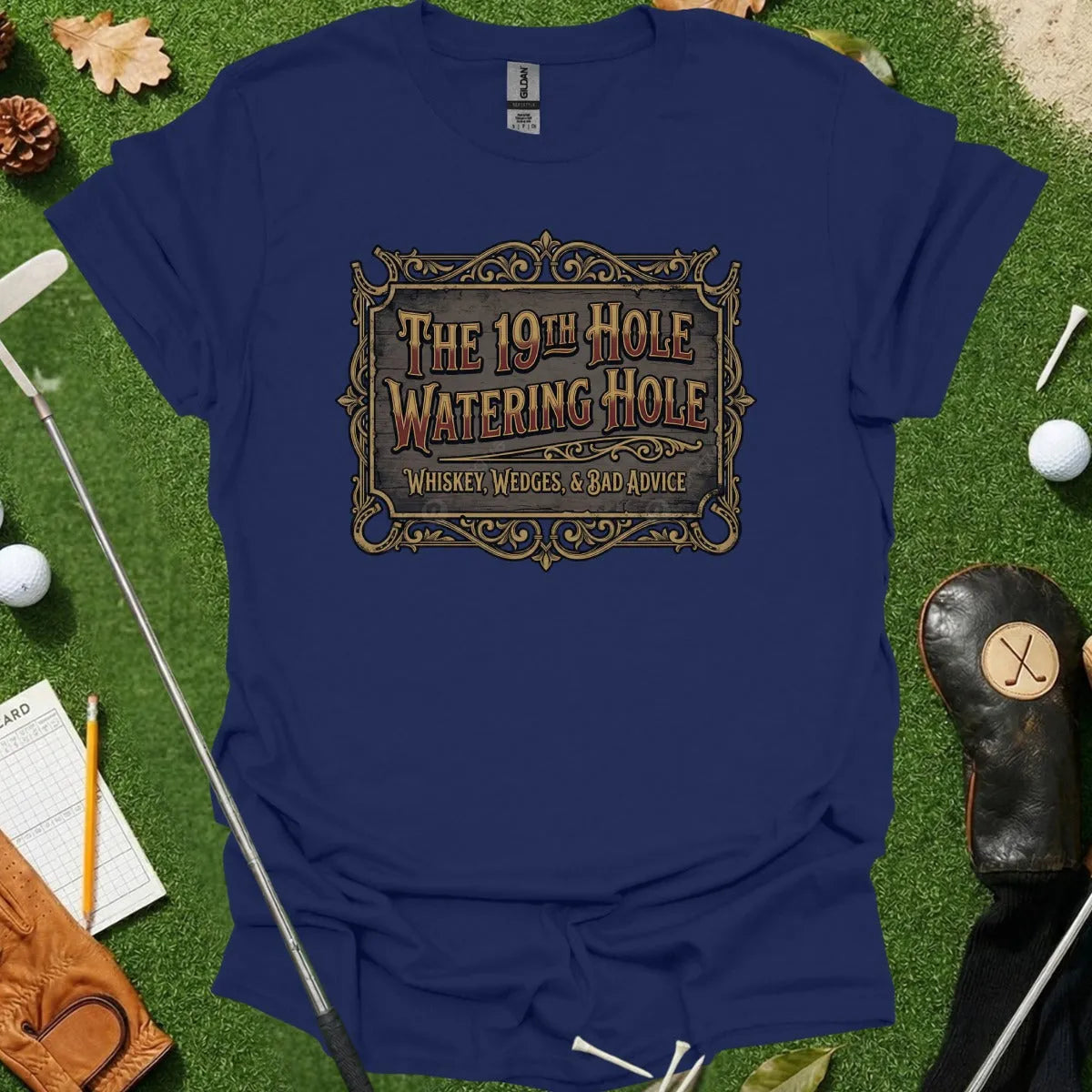19th Hole Whiskey And Wedges Vintage Sign Tee