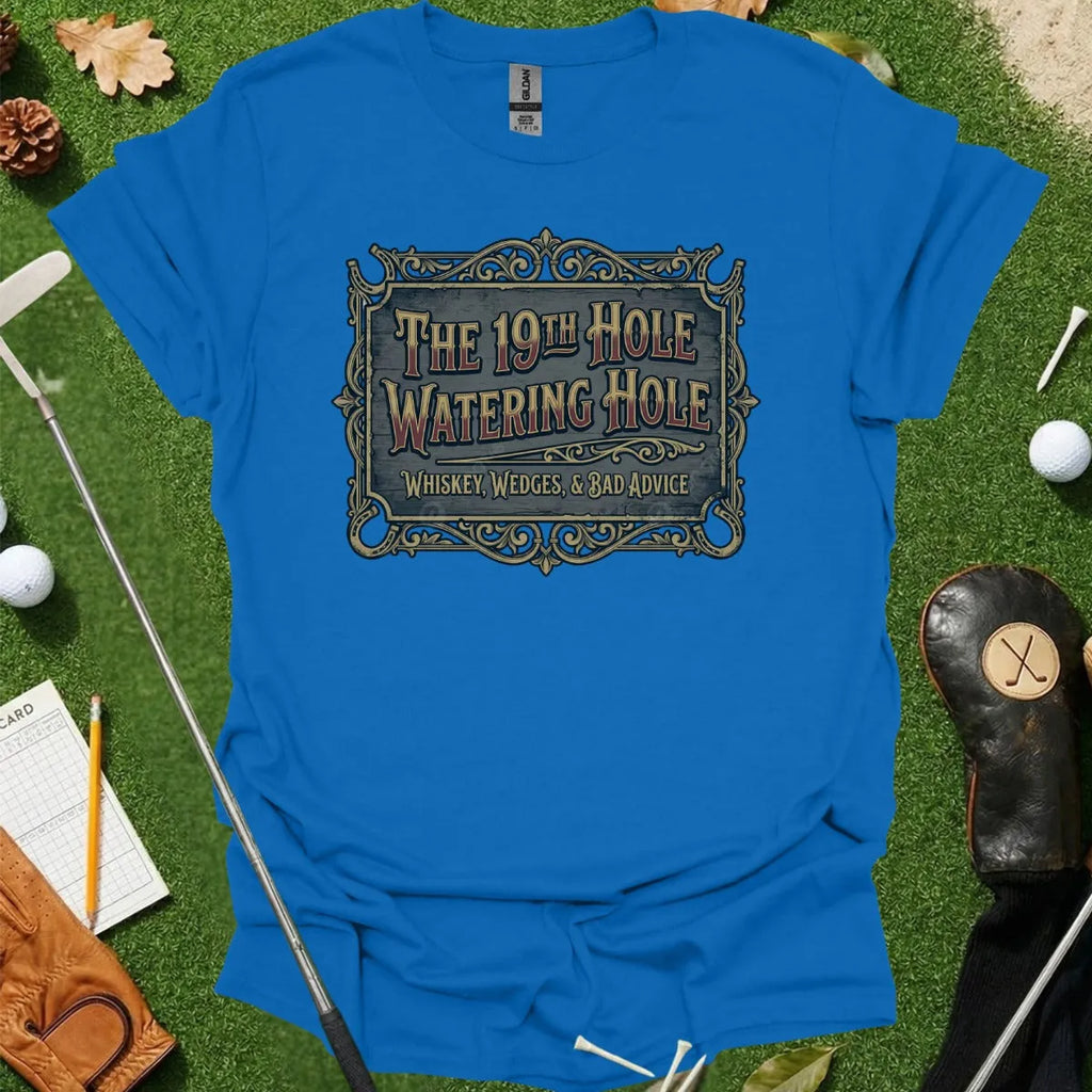 19th Hole Whiskey And Wedges Vintage Sign Tee