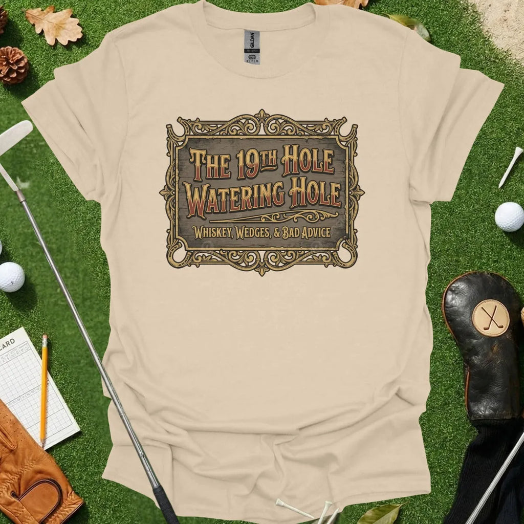 19th Hole Whiskey And Wedges Vintage Sign Tee