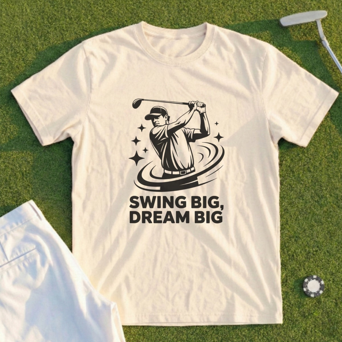 Swing Big Dream Big Golfer Graphic Tee perfect for Accomplished Golfers