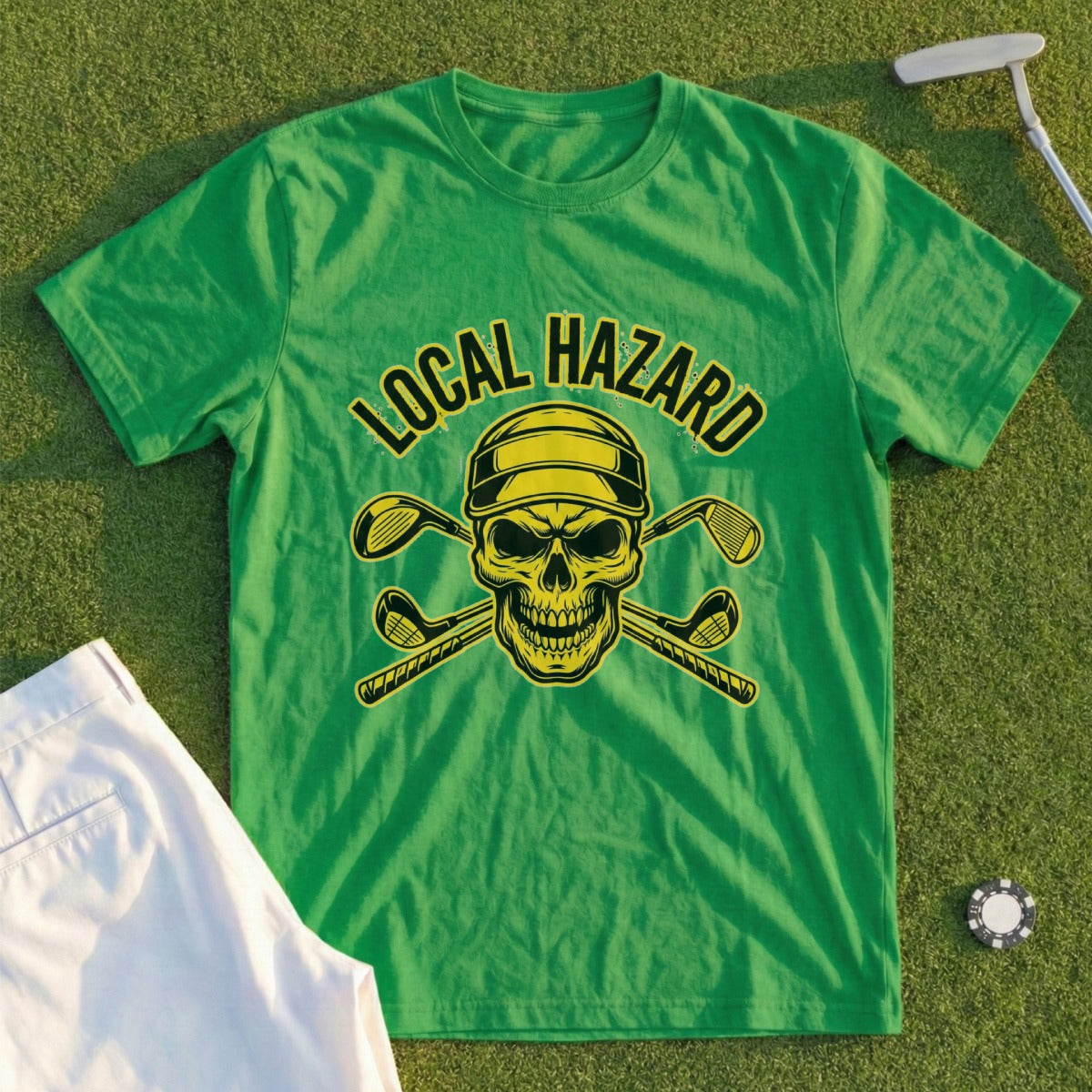 Local Hazard Skull and Golf Clubs Shirt Product