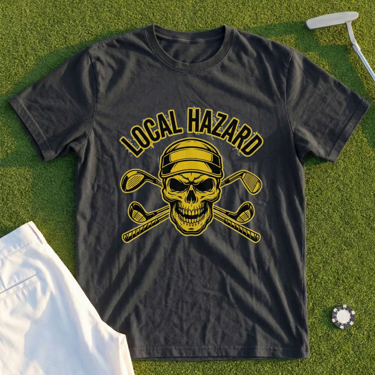Local Hazard Skull and Crossed Golf Clubs Shirt