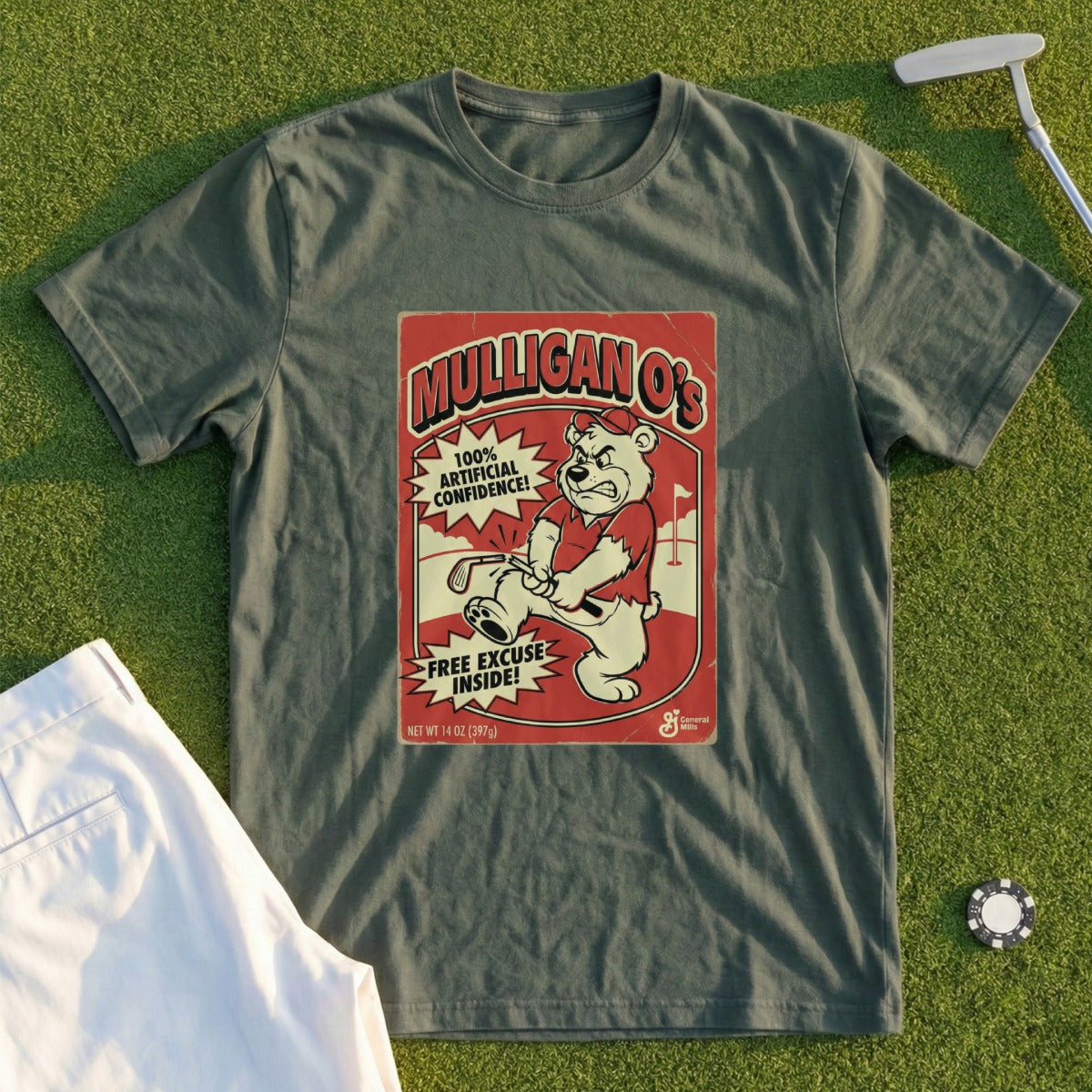 Mulligan O's Artificial Confidence Free Excuse T-Shirt
