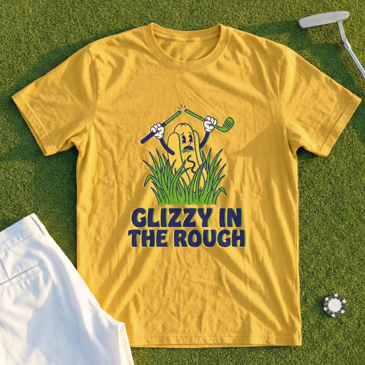 Glizzy In The Rough Graphic Tee Golf Humor Shirt