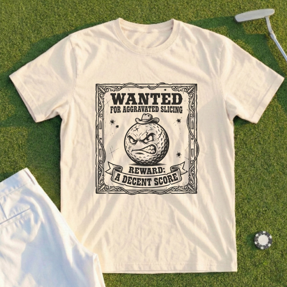 Funny Golf Wanted Poster A Decent Score T-Shirt