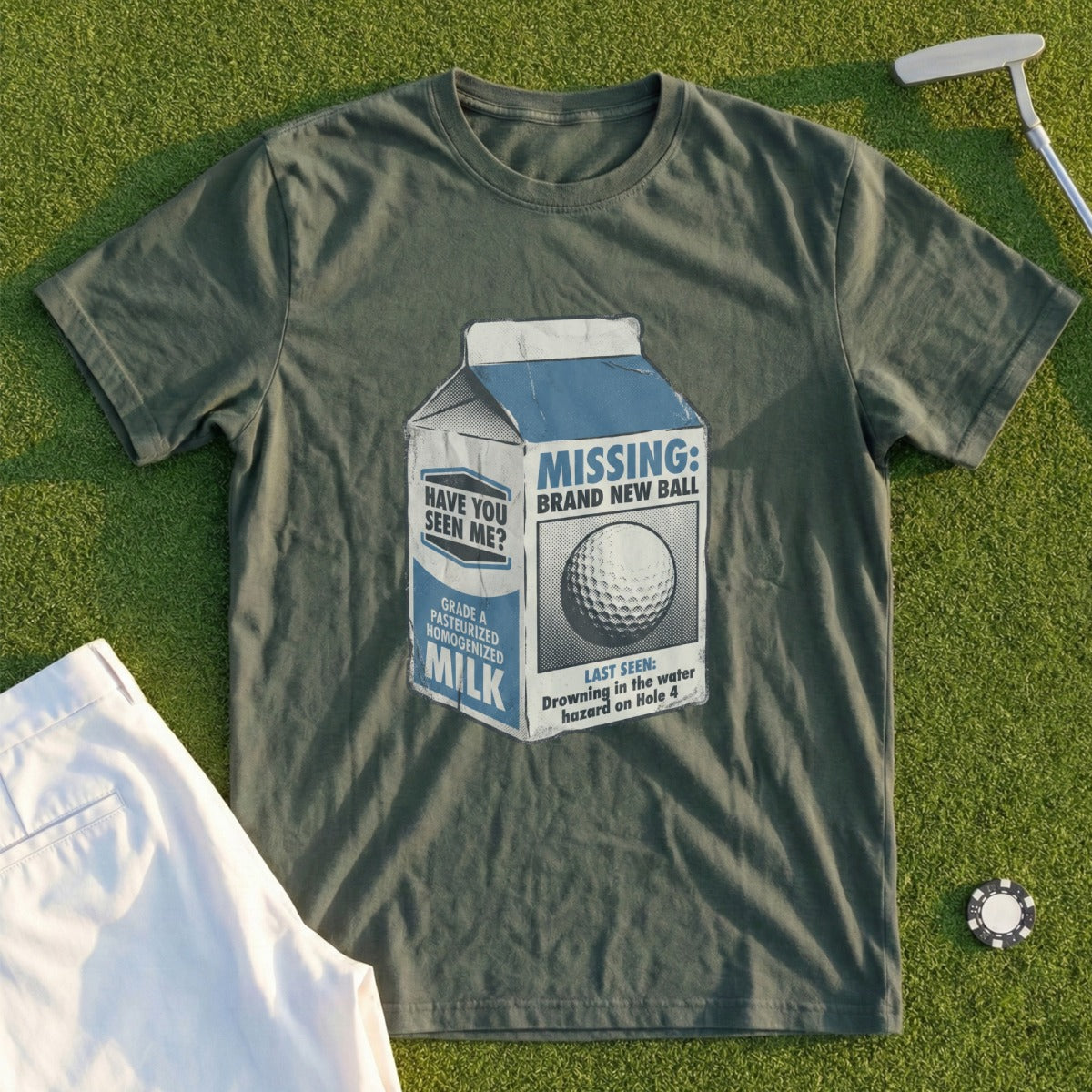 Missing Golf Ball Milk Carton Graphic T-Shirt