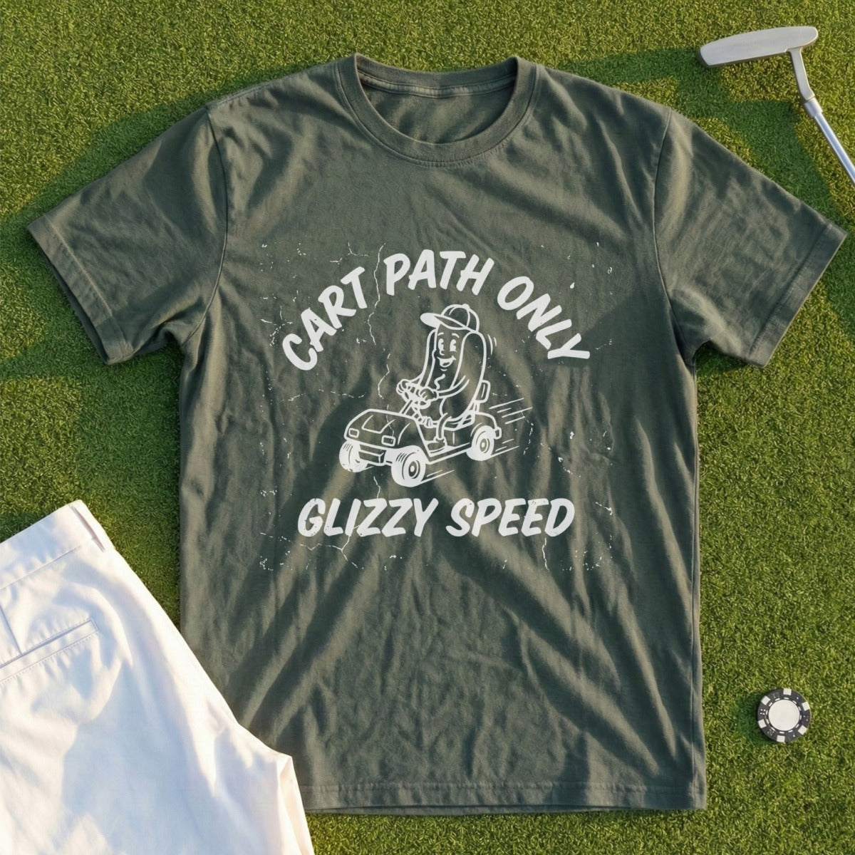 Cart Path Only Glizzy Speed Casual Tee for Golfing Fans