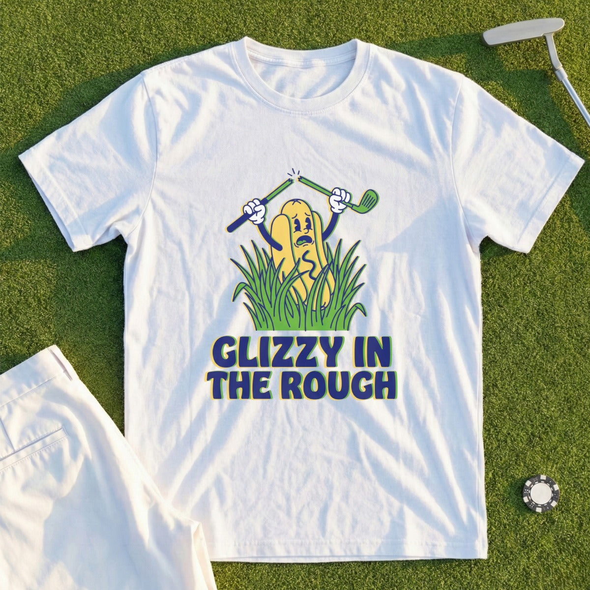 Glizzy In The Rough Humorous Golf T-shirt for Fun Times