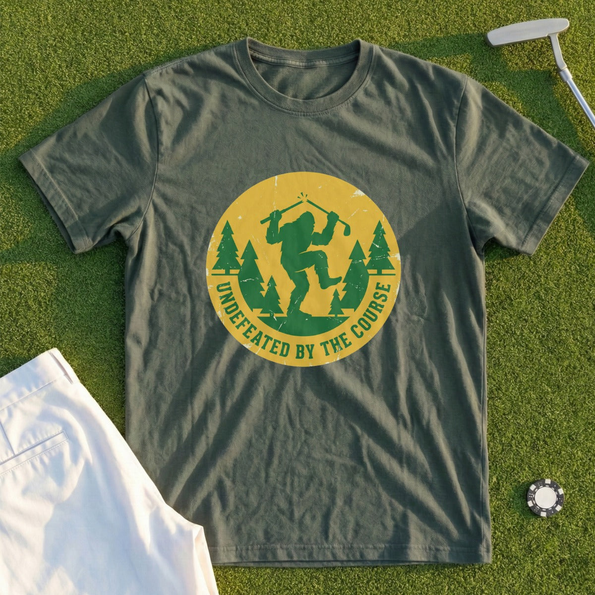 Undefeated By The Course Bigfoot Golf T-shirt