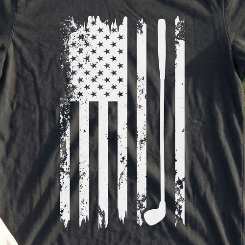 American Flag Club Tee, print close-up on Black
