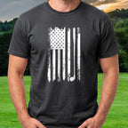 American Flag Club Tee worn on the golf course, Black