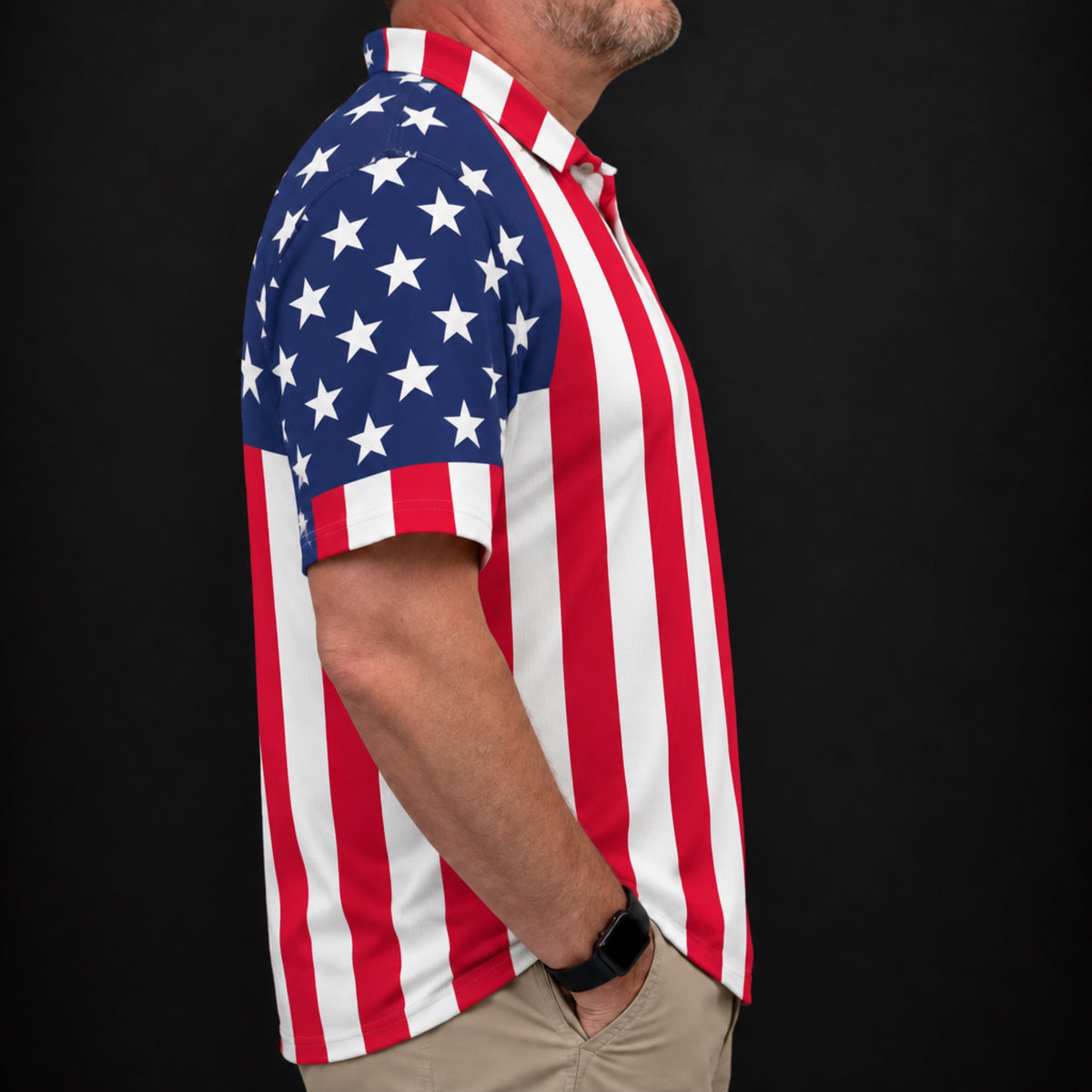 American Flag Performance Print Polo