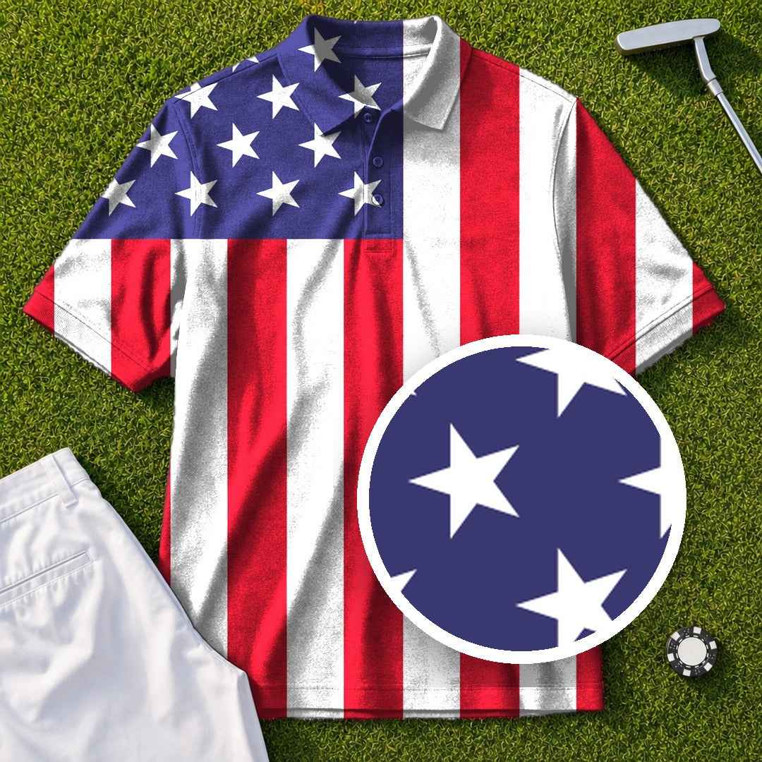 American Flag Performance Print Polo