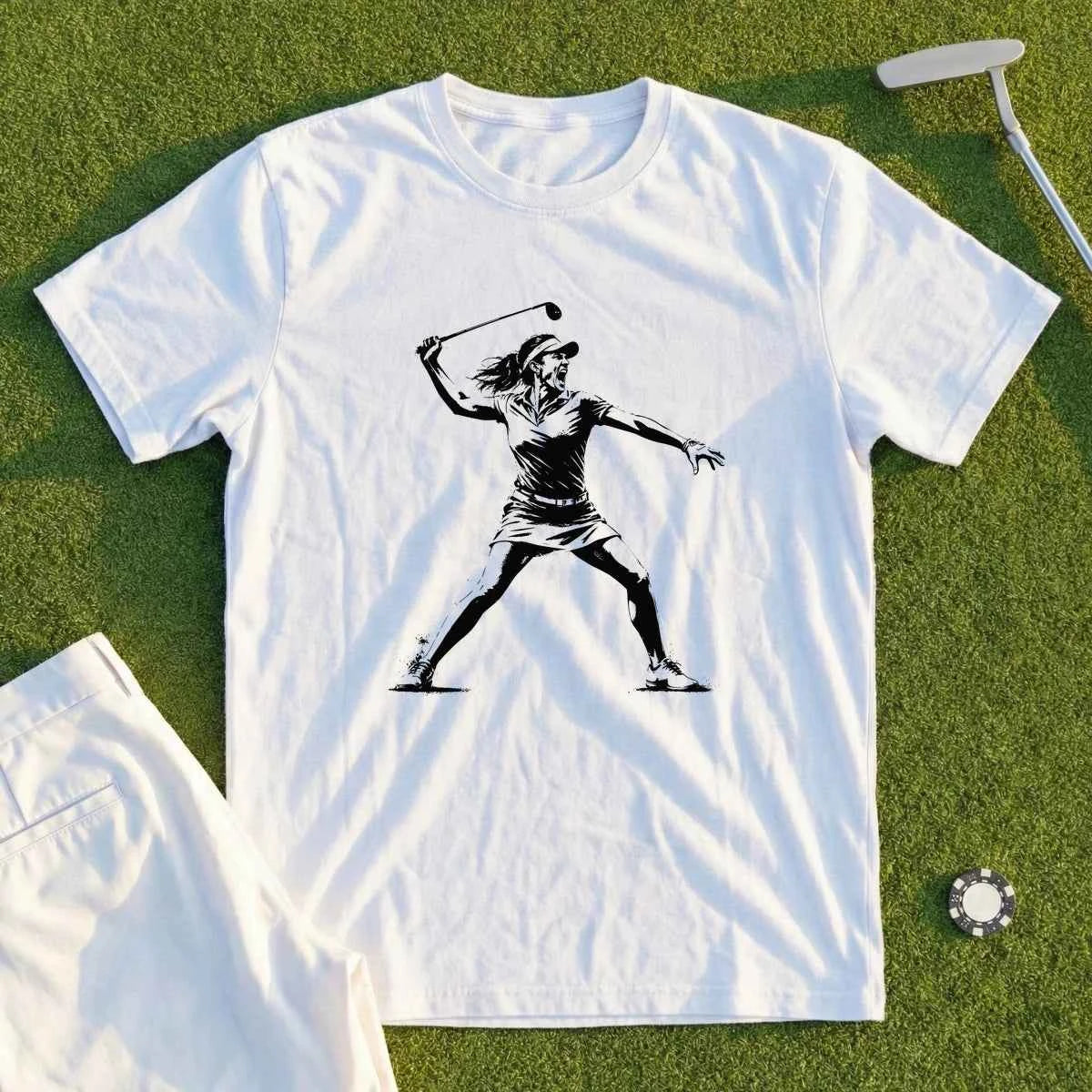 Angry Female Golfer Tee