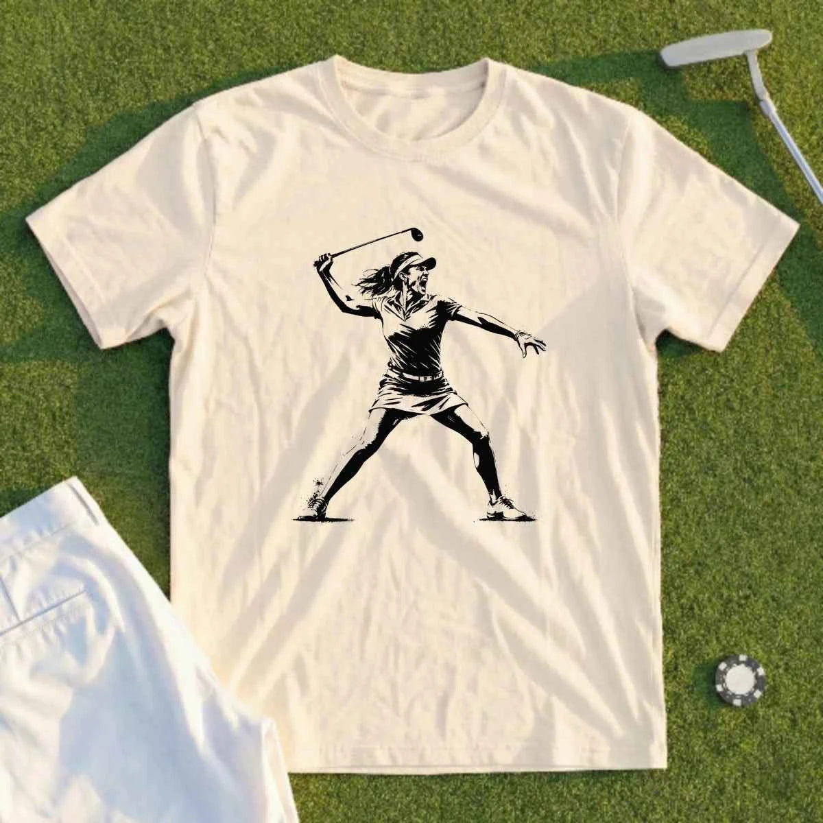 Angry Female Golfer Tee