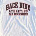 Back Nine Athletics Tee, print close-up on White