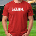 Back Nine Tee worn on the golf course, Red