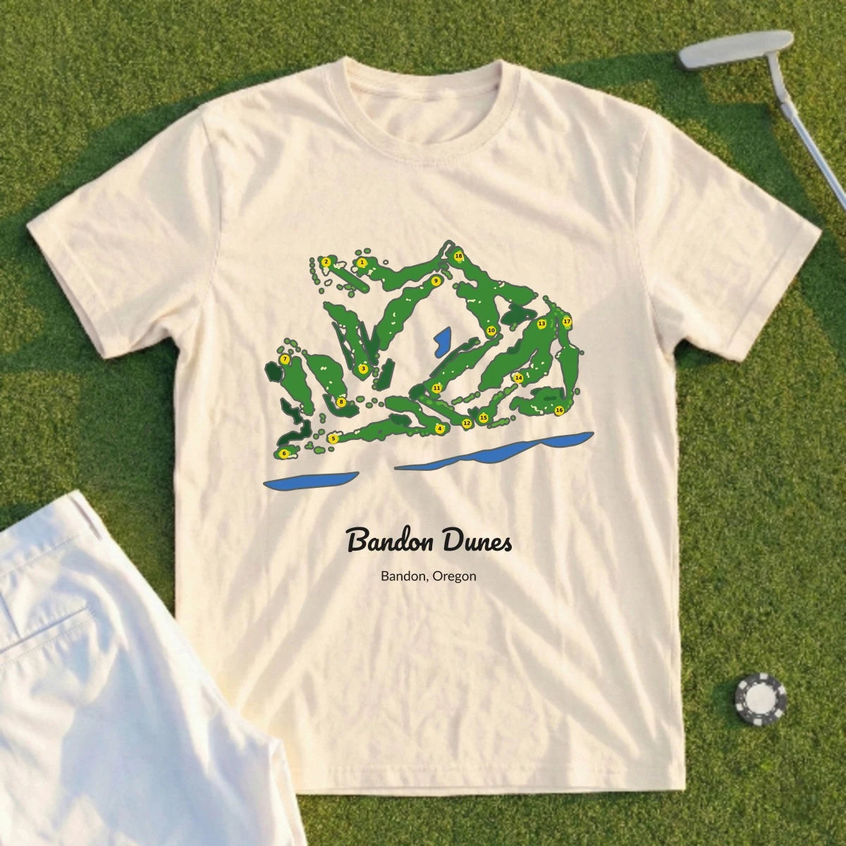 Bandon Dunes Course Map Tee