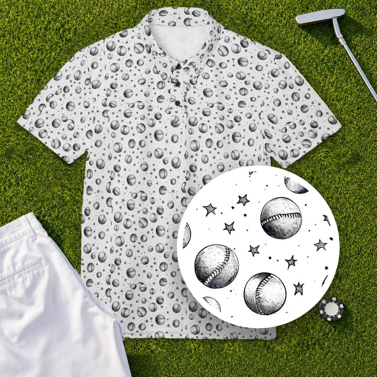Baseballs Performance Print Polo