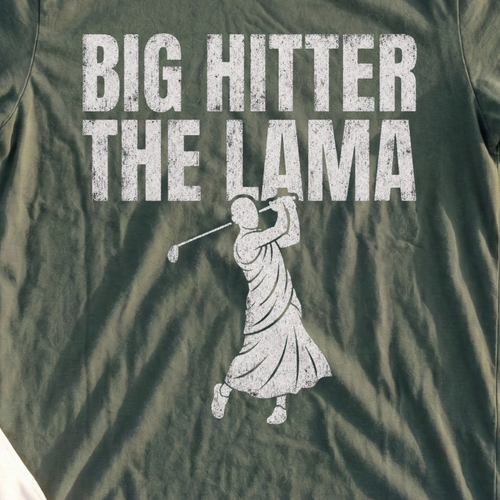 Big Hitter Block Tee, print close-up on Military Green