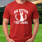 Big Hitter Collegiate Tee worn on the golf course, Red