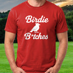 Birdie B*itches Tee worn on the golf course, Red