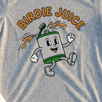 Birdie Juice Flask Tee, print close-up on Sport Grey
