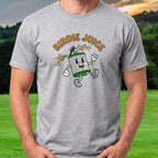 Birdie Juice Flask Tee worn on the golf course, Sport Grey
