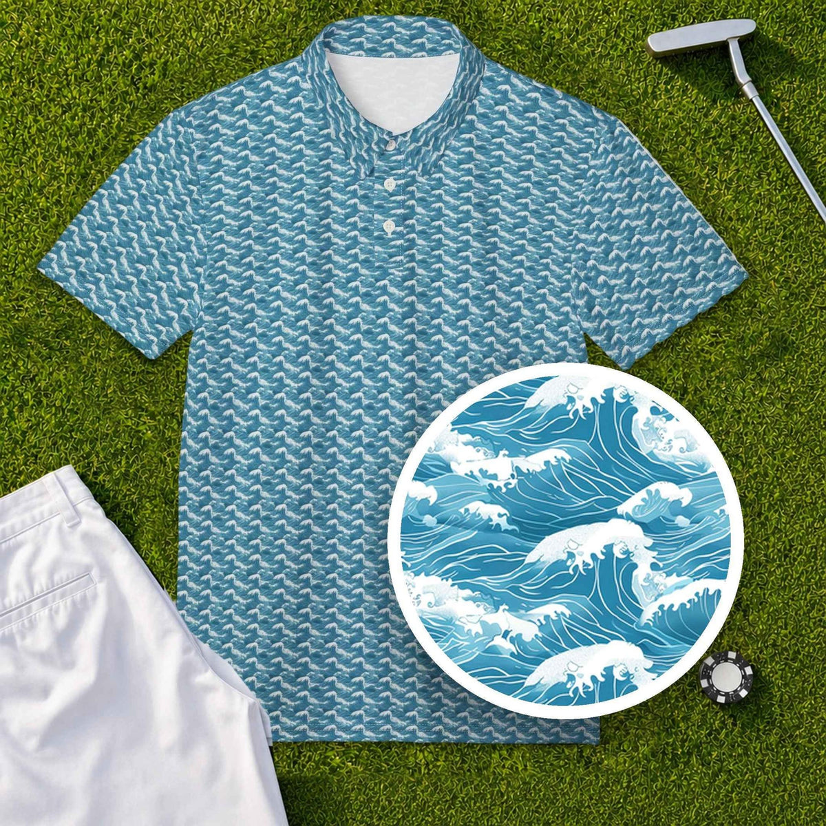 Blue Waves Performance Print Polo