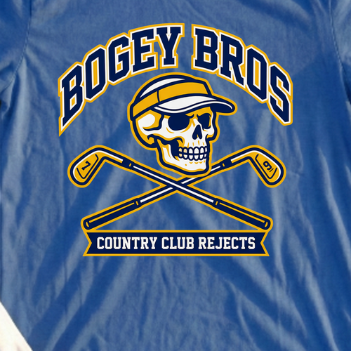Bogey Bros Tee, print close-up on Royal