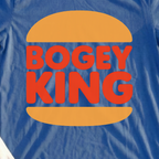 Bogey King Tee, print close-up on Royal