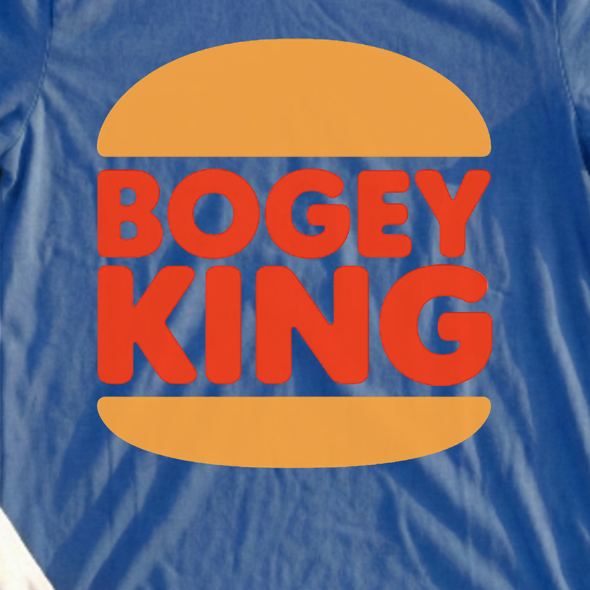 Bogey King Tee, print close-up on Royal