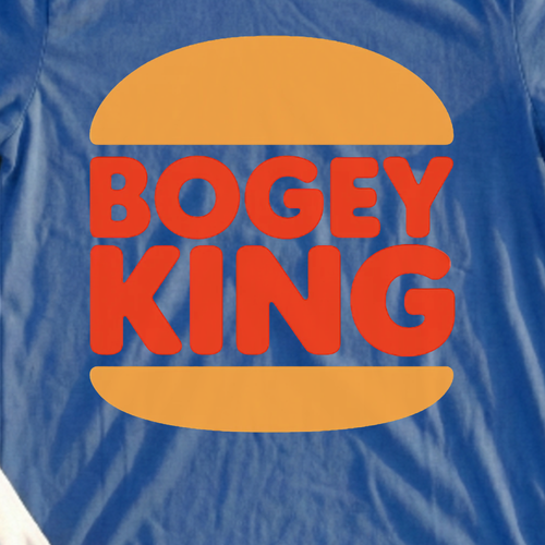 Bogey King Tee, print close-up on Royal
