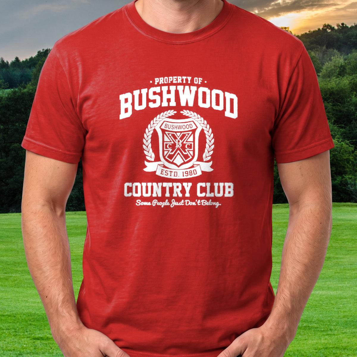 Bushwood 1980 Tee worn on the golf course, Red
