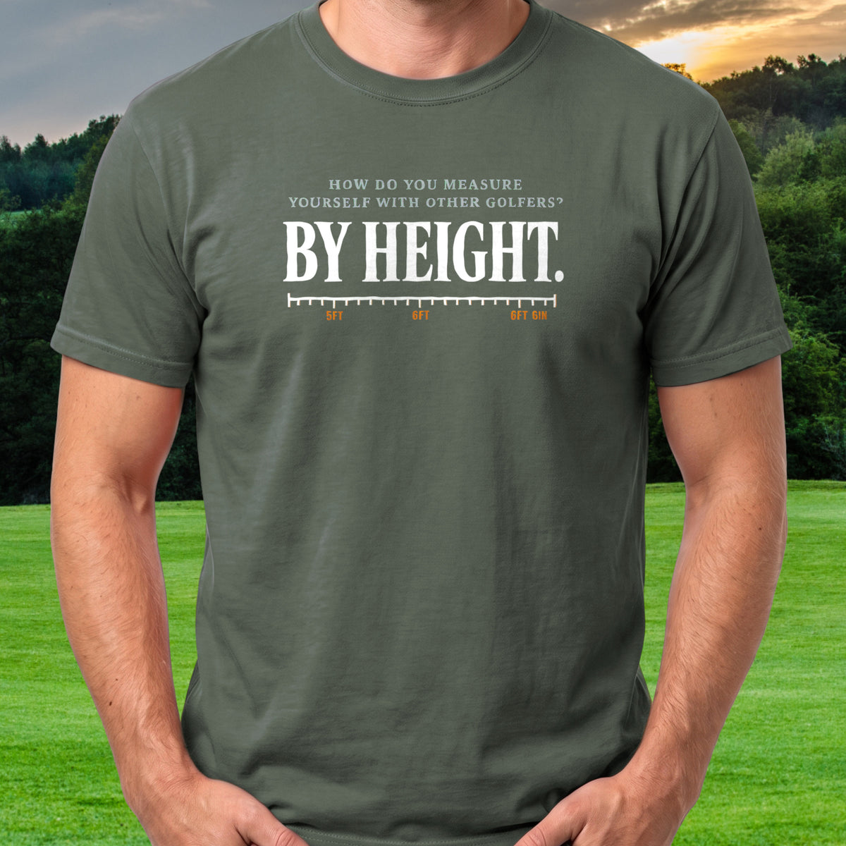 By Height Tee worn on the golf course, Military Green