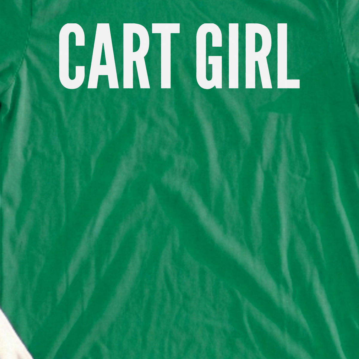 CART GIRL Dimples Tee, print close-up on Irish Green