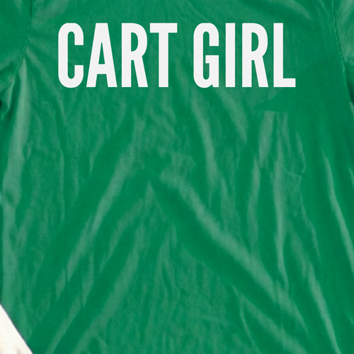 CART GIRL Dimples Tee, print close-up on Irish Green