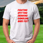 Caddyshack Rules Tee worn on the golf course, White