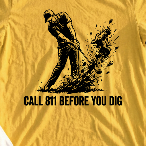 Call 811 Before You Dig Tee, print close-up on Daisy
